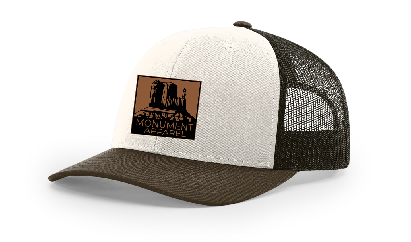 Monument Apparel Trucker Hat in Cream, Grey Brown and Brown