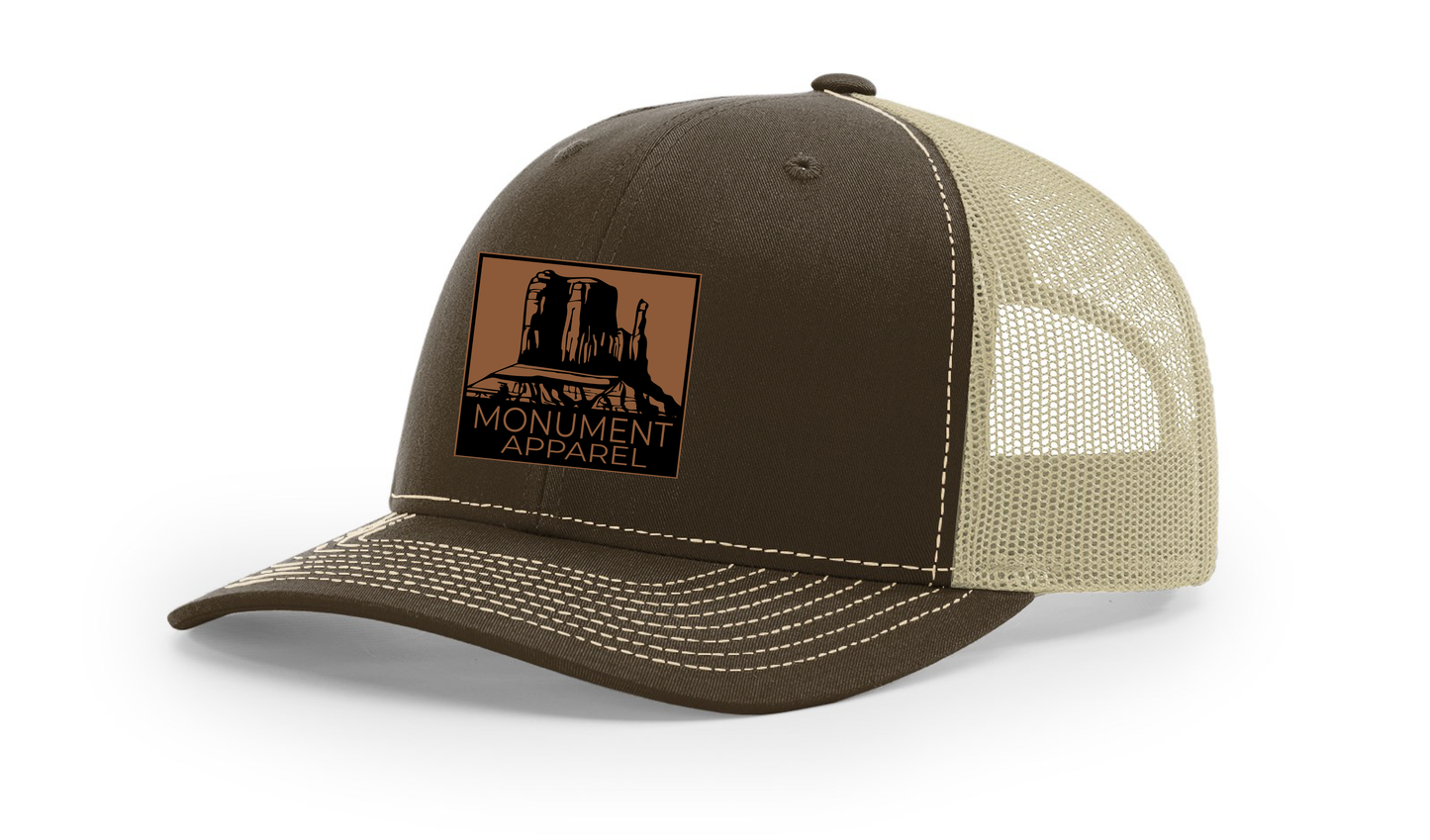 Monument Apparel Trucker Hat in Brown and Khaki